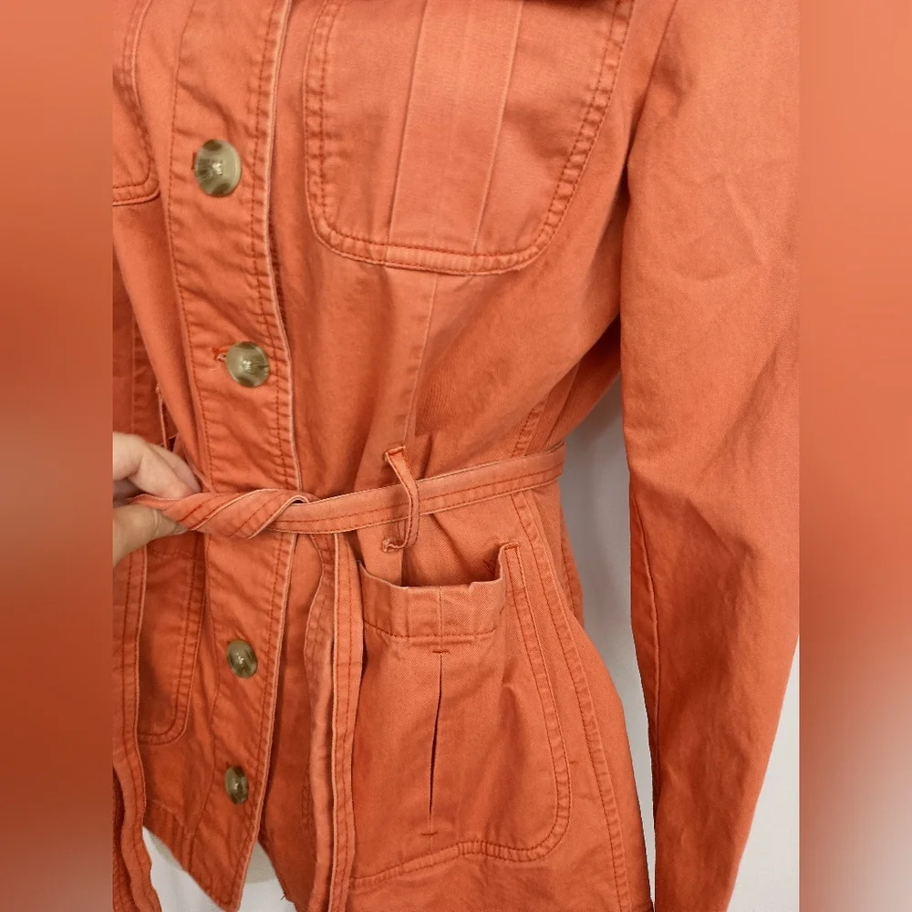 DOWNEAST Coatigan Utility Rust Orange Lightweight Belted Jacket (#142)‎